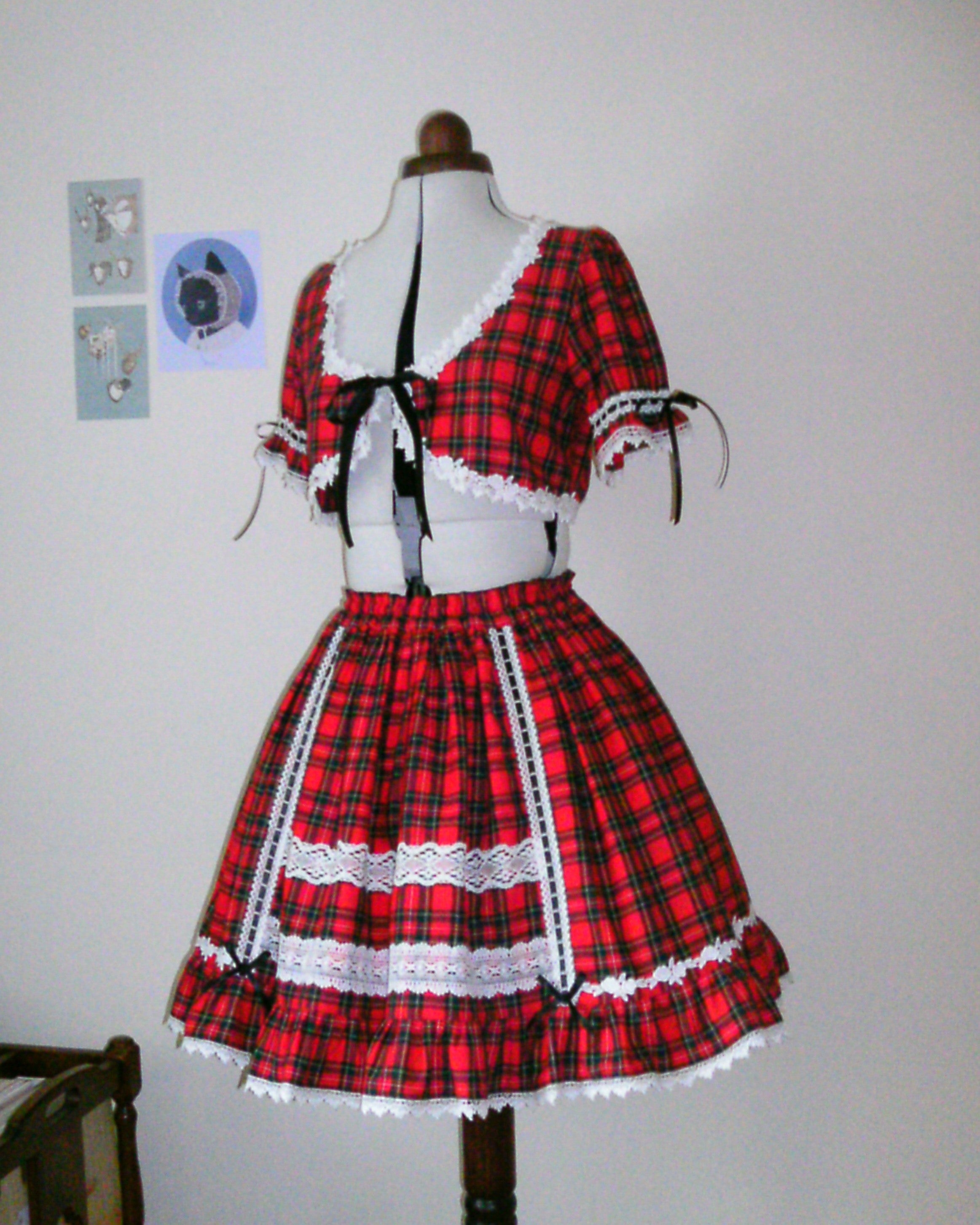 Red Tartan Bolero & Skirt sets