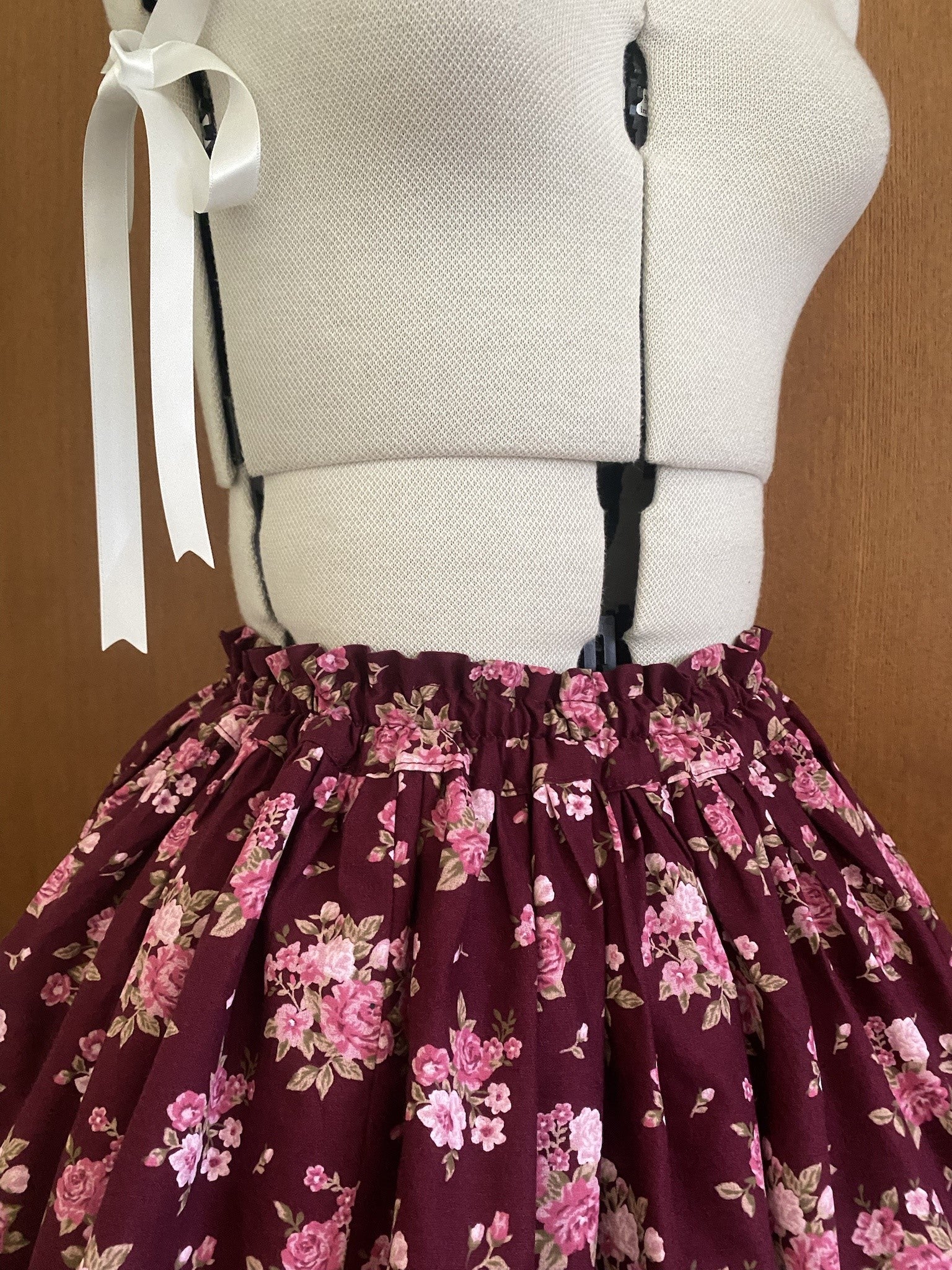 Bordeaux bouquet skirt & headdress set