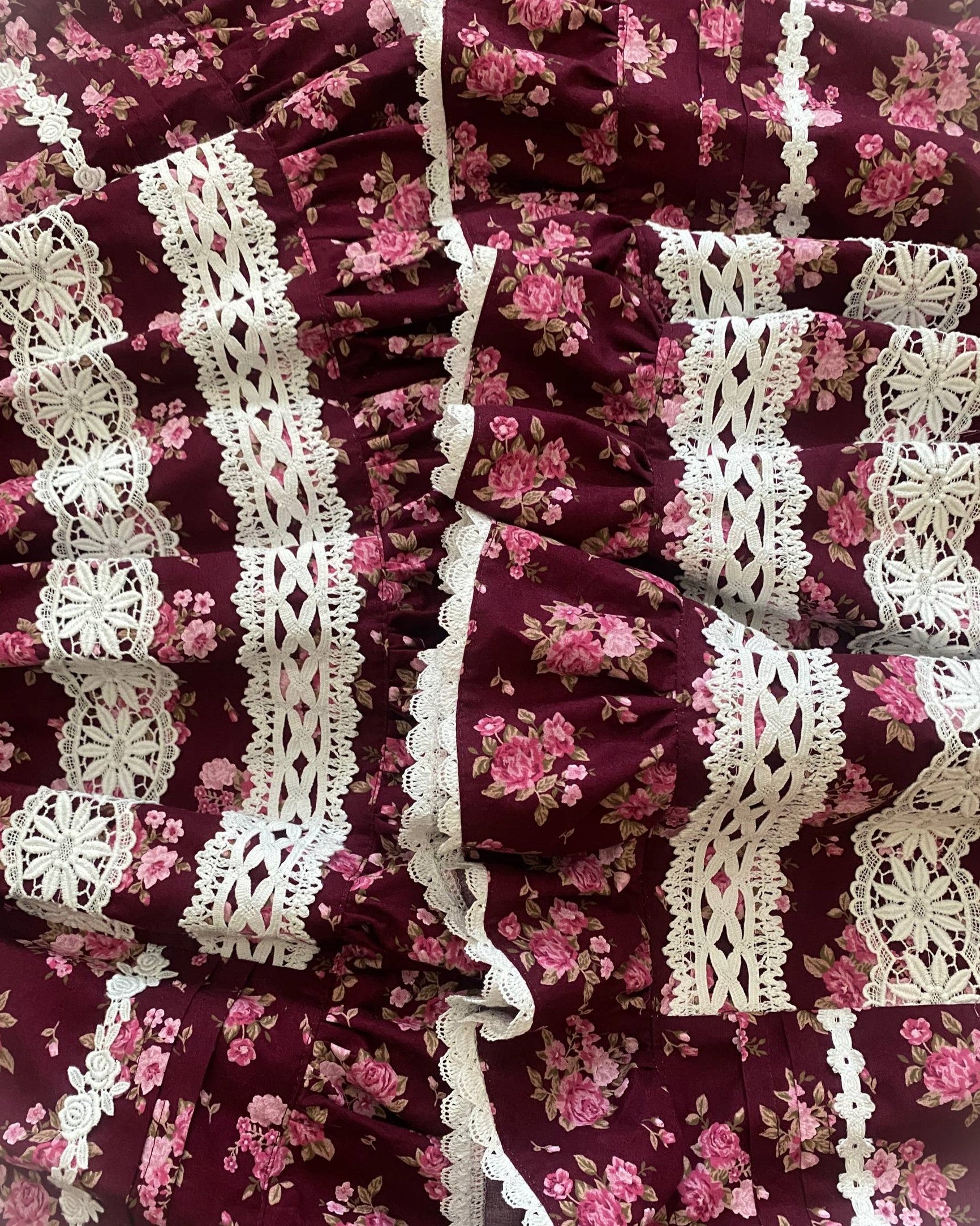 Bordeaux bouquet skirt & headdress set