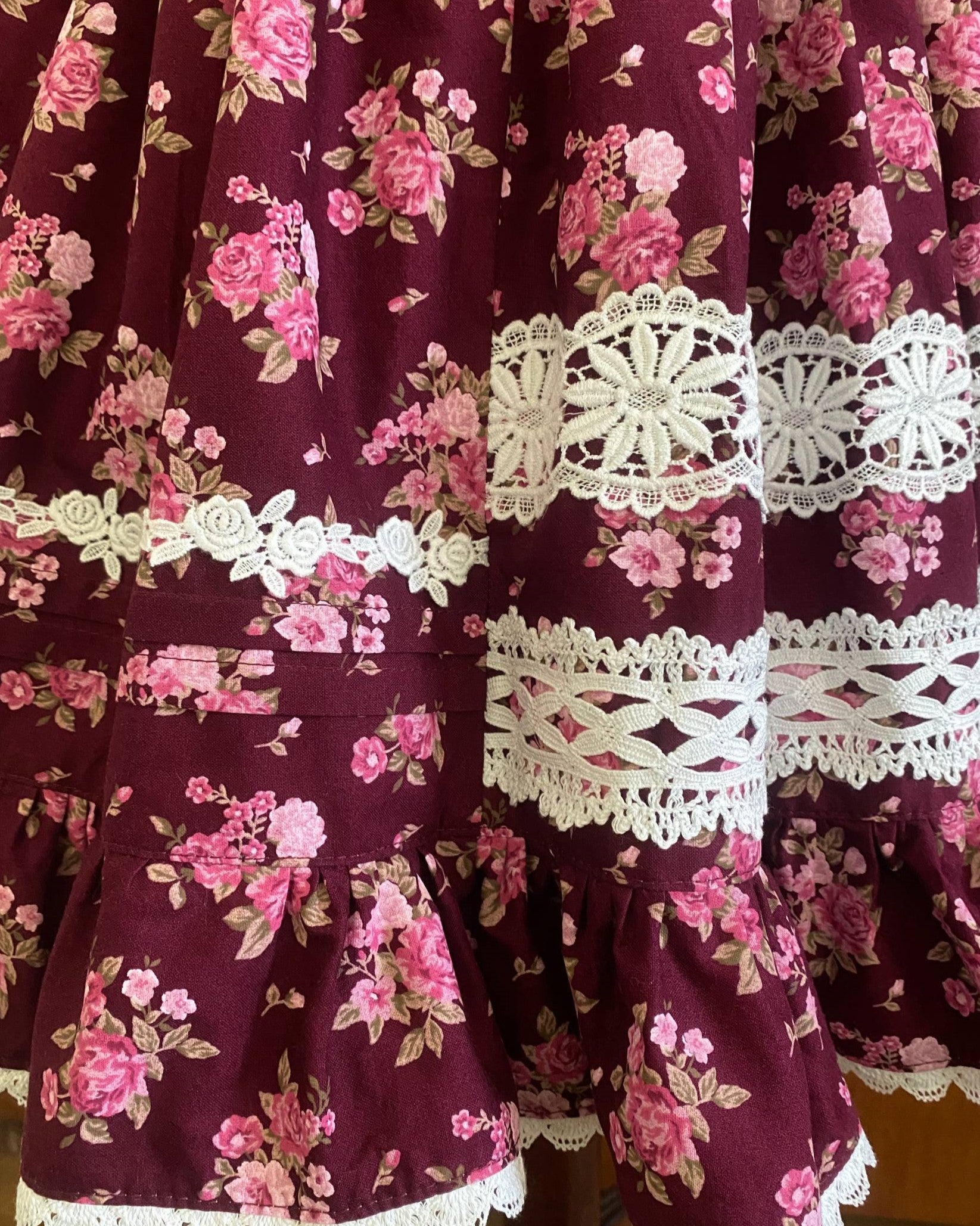 Bordeaux bouquet skirt & headdress set