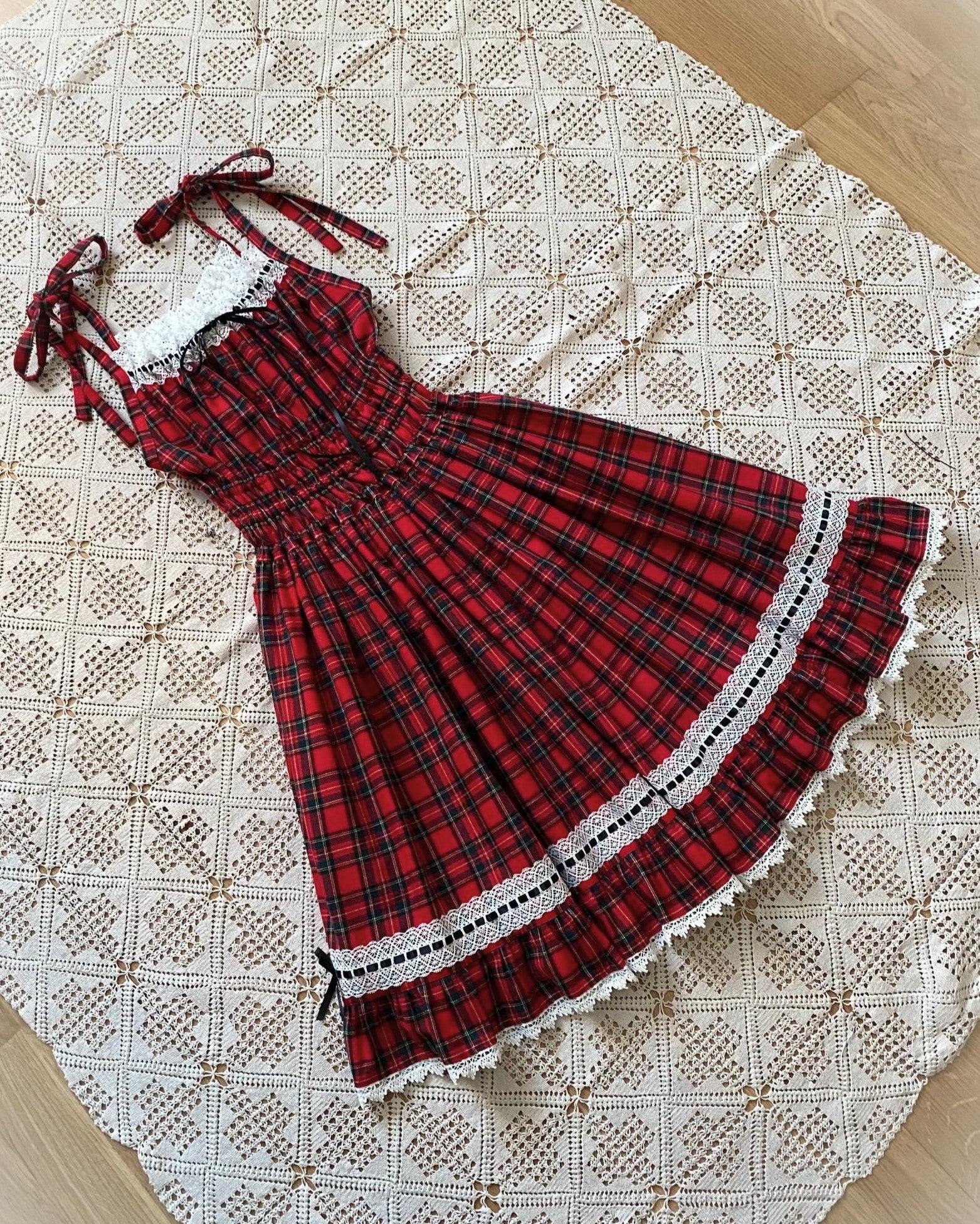 Tartan shirring JSK