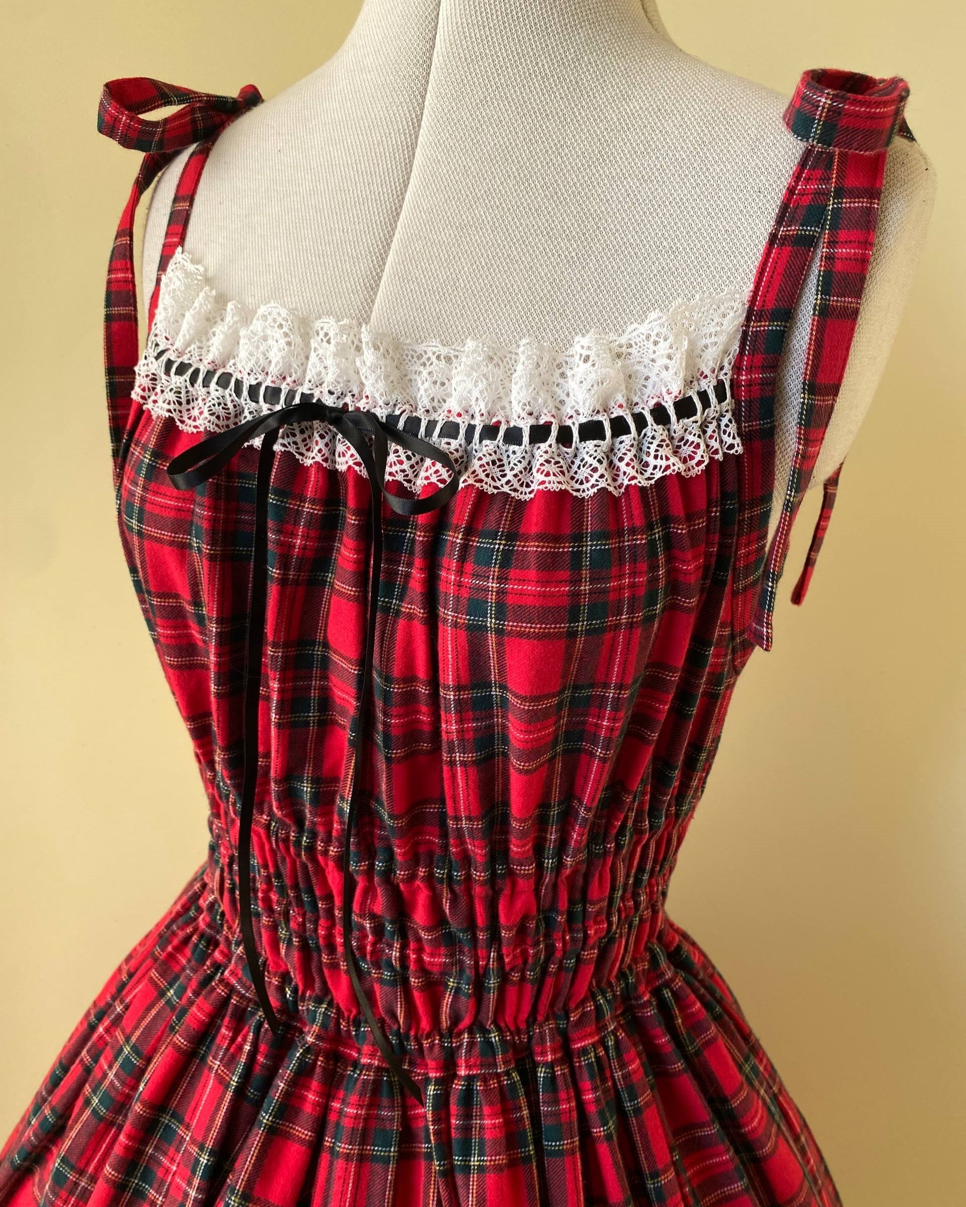 Tartan shirring JSK