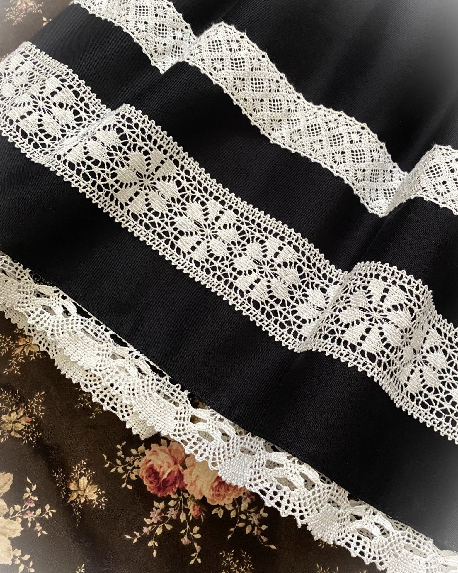 Long torchon lace skirt
