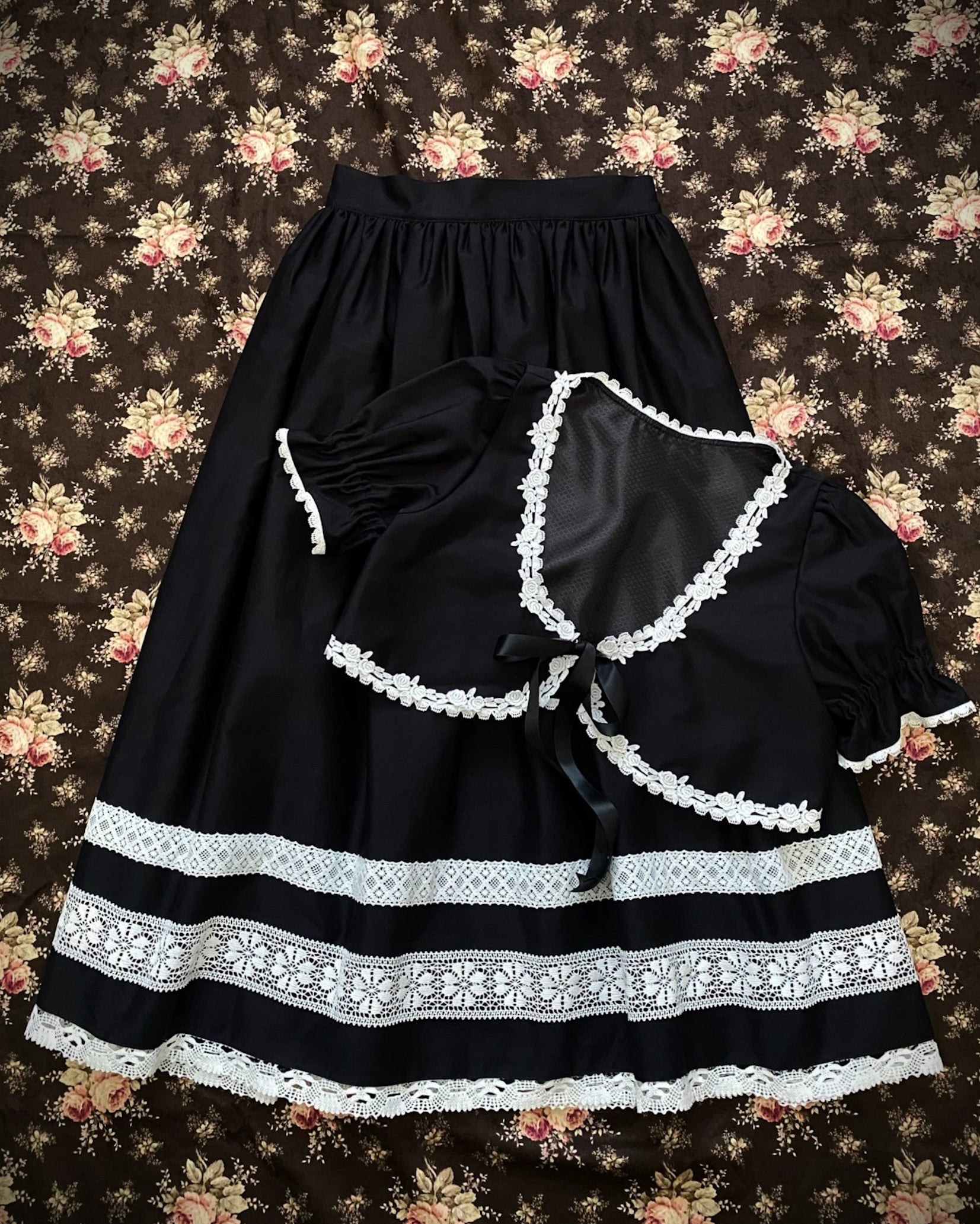 Long torchon lace skirt