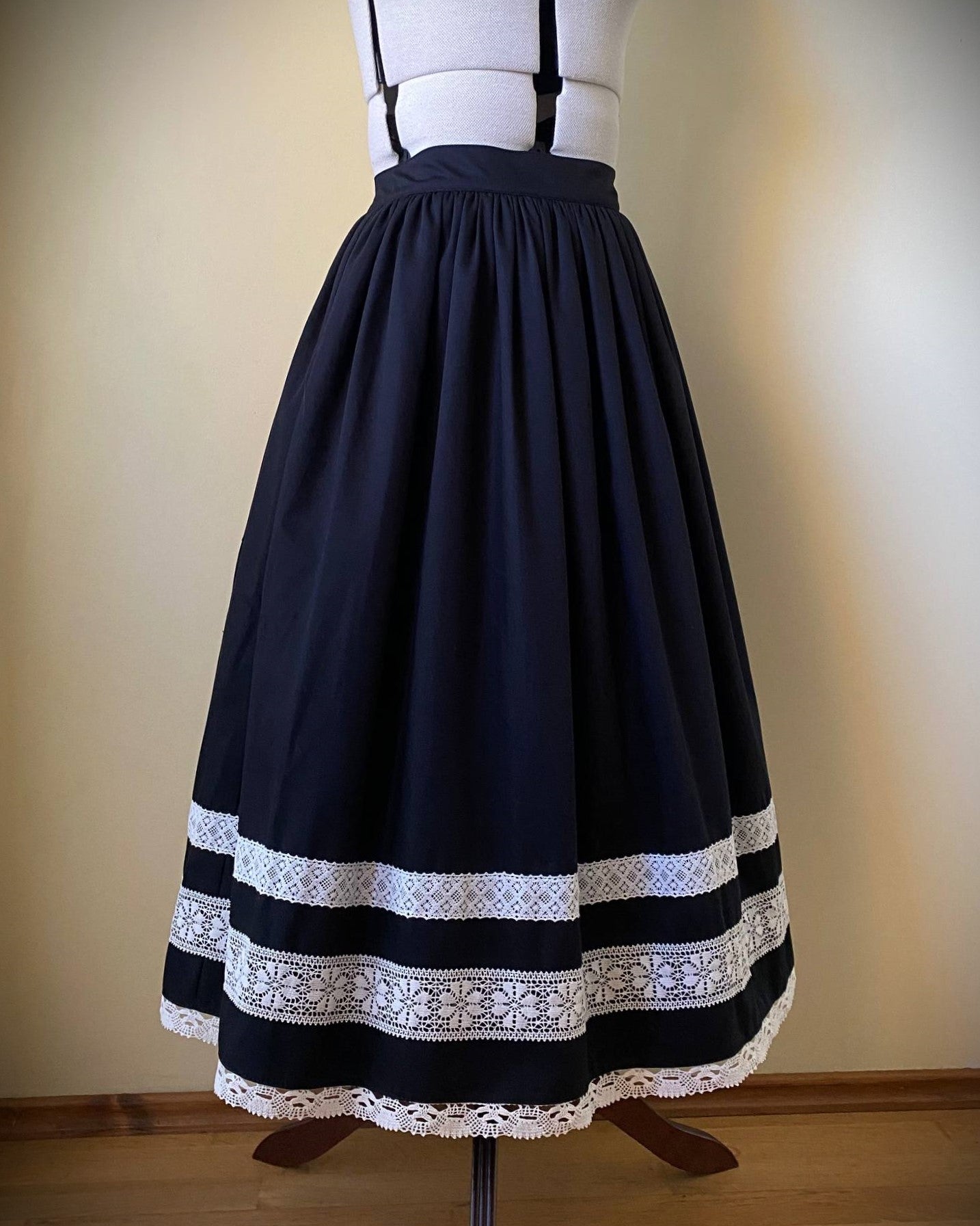 Long torchon lace skirt