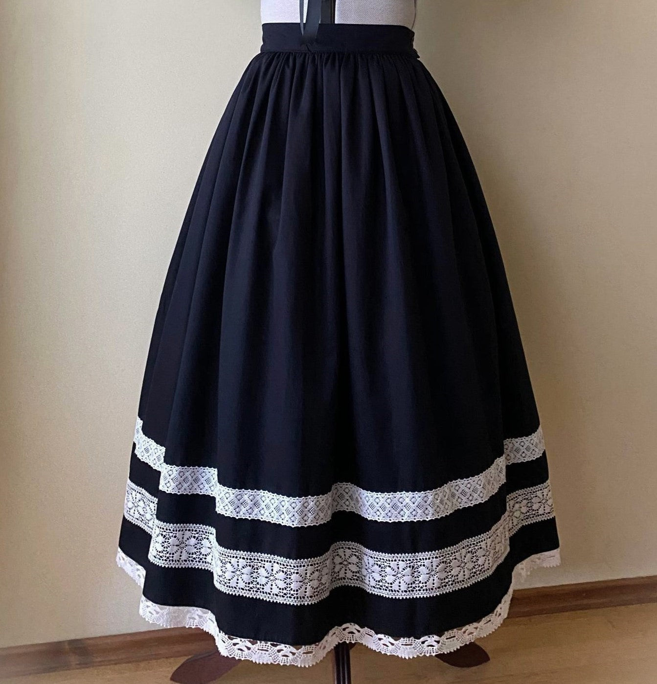 Long torchon lace skirt