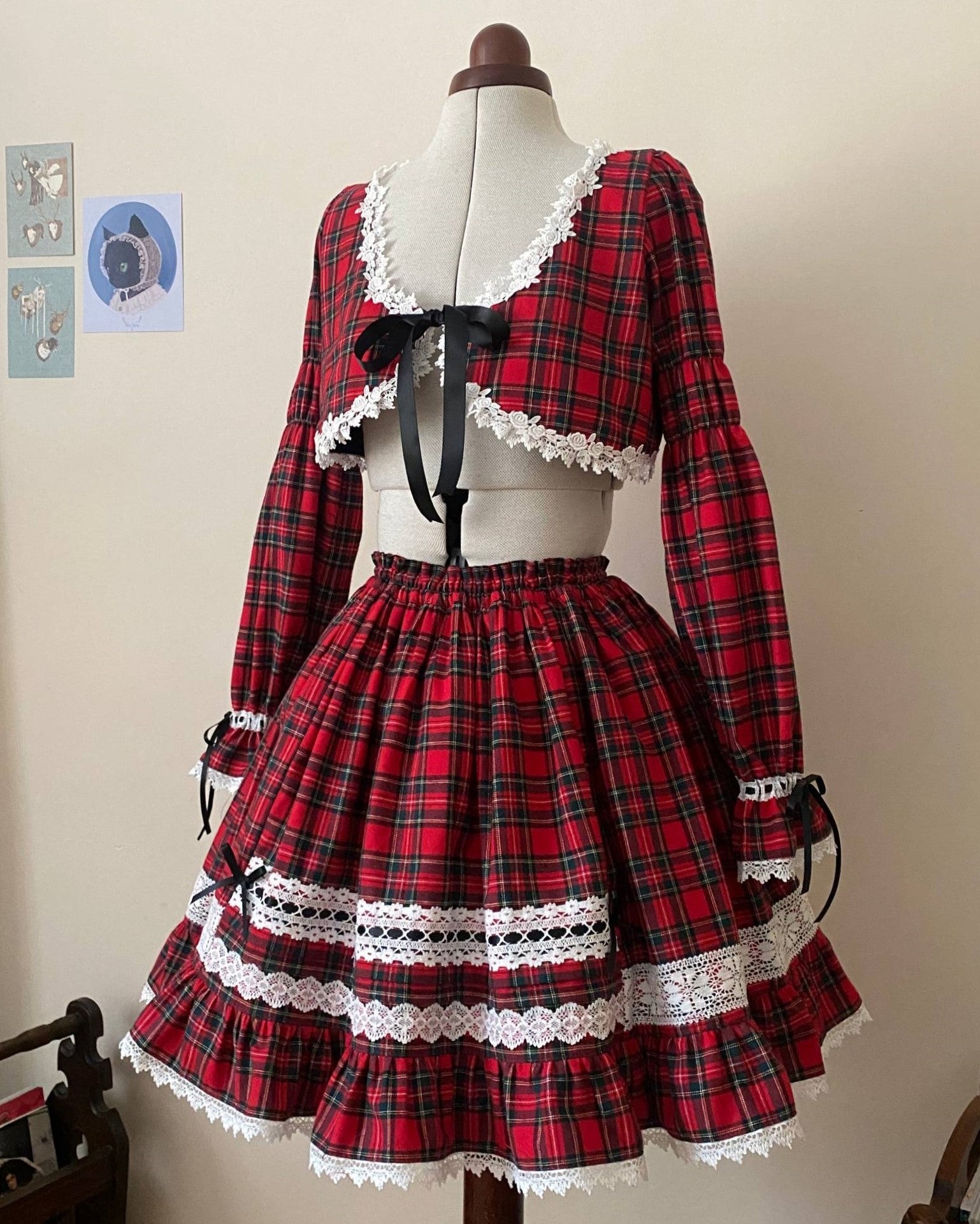 Tartan bolero & skirt sets