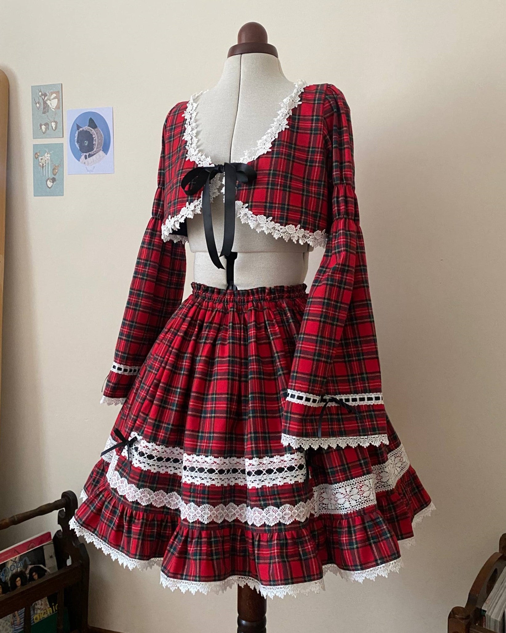 Tartan bolero & skirt sets