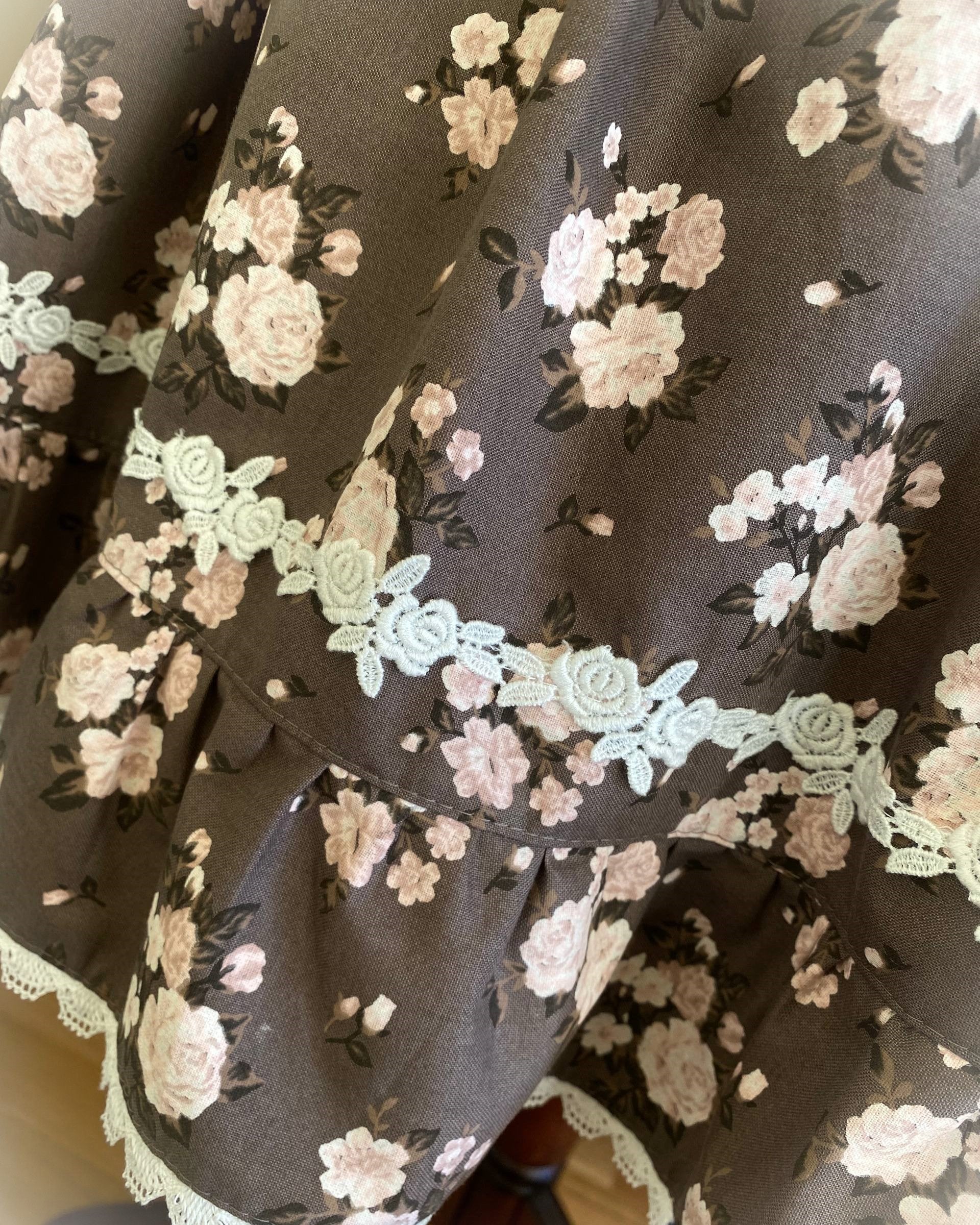 Rose shirring JSK in brown