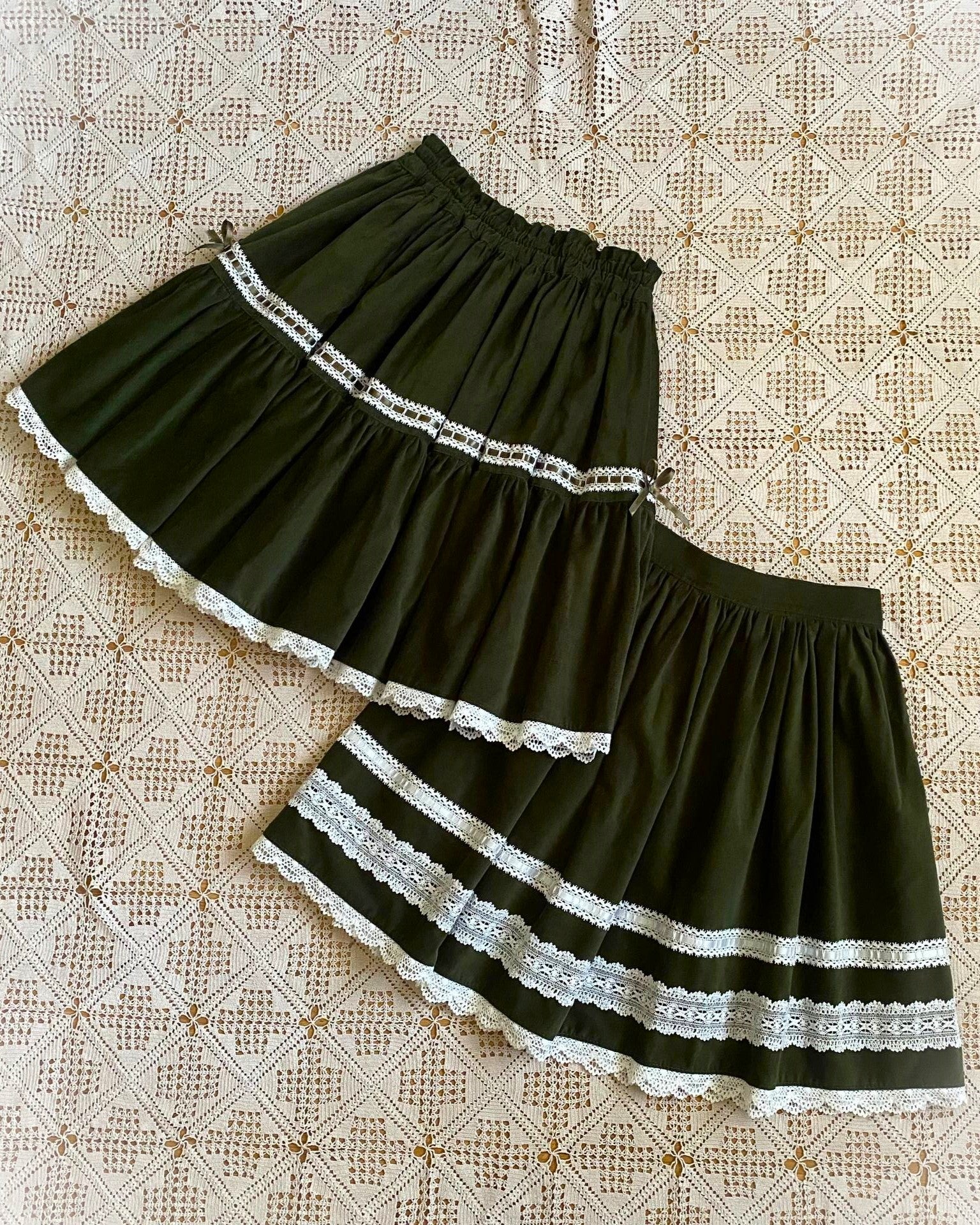 Green corduroy skirts