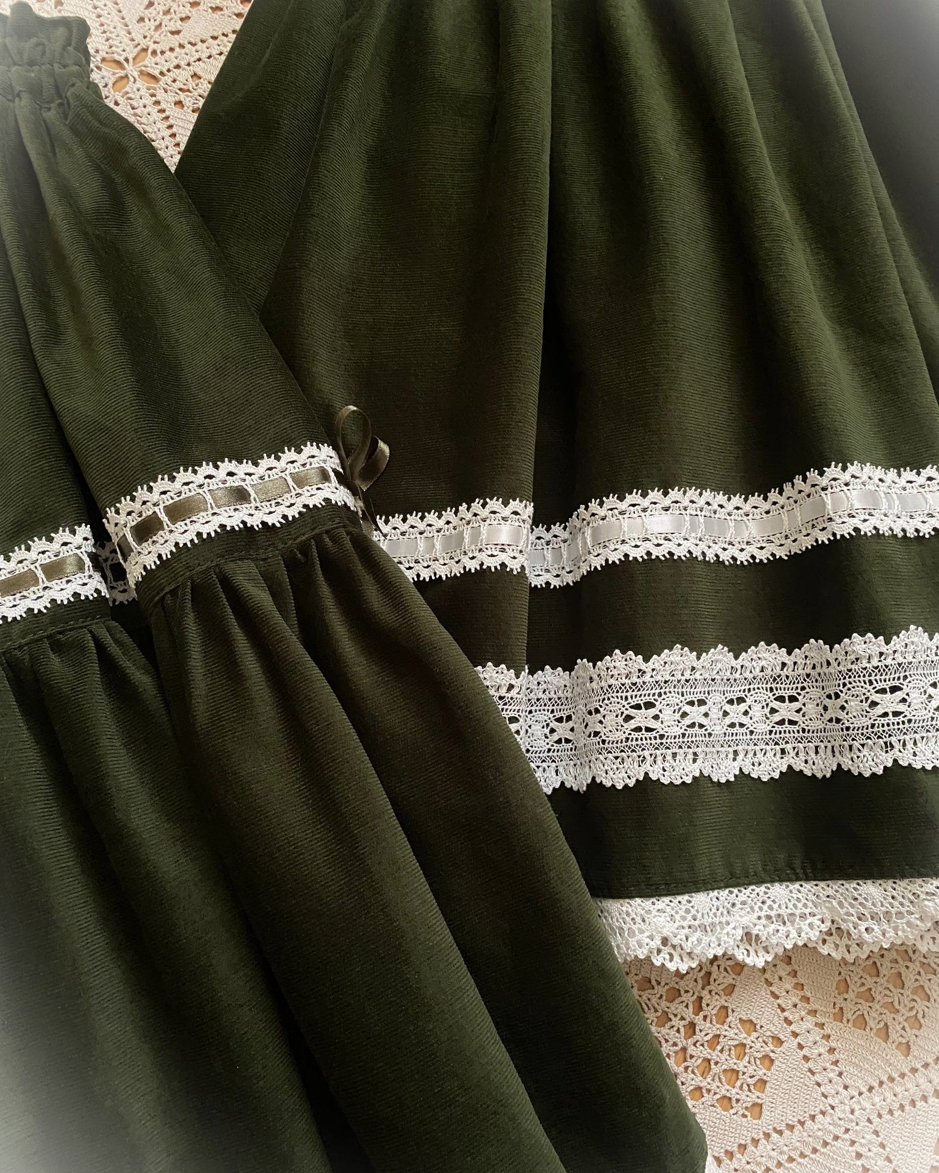 Green corduroy skirts