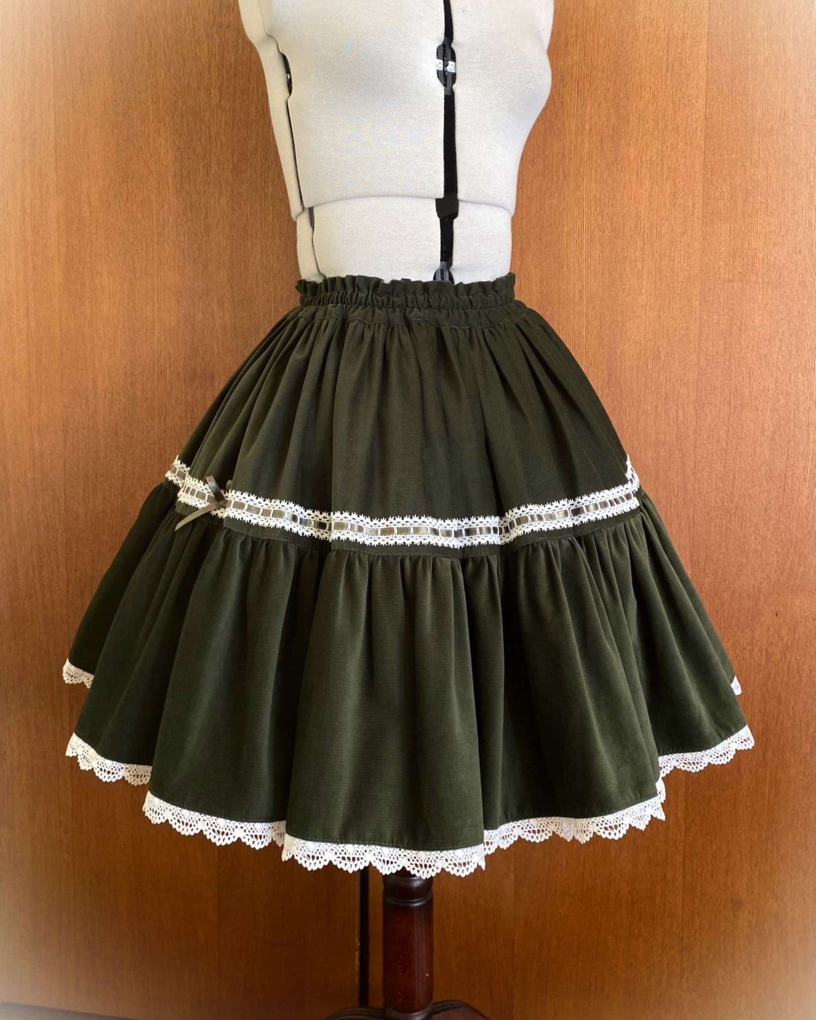 Green corduroy skirts