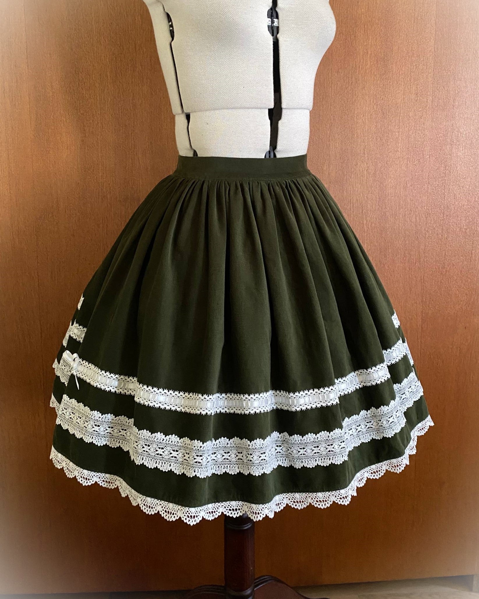 Green corduroy skirts