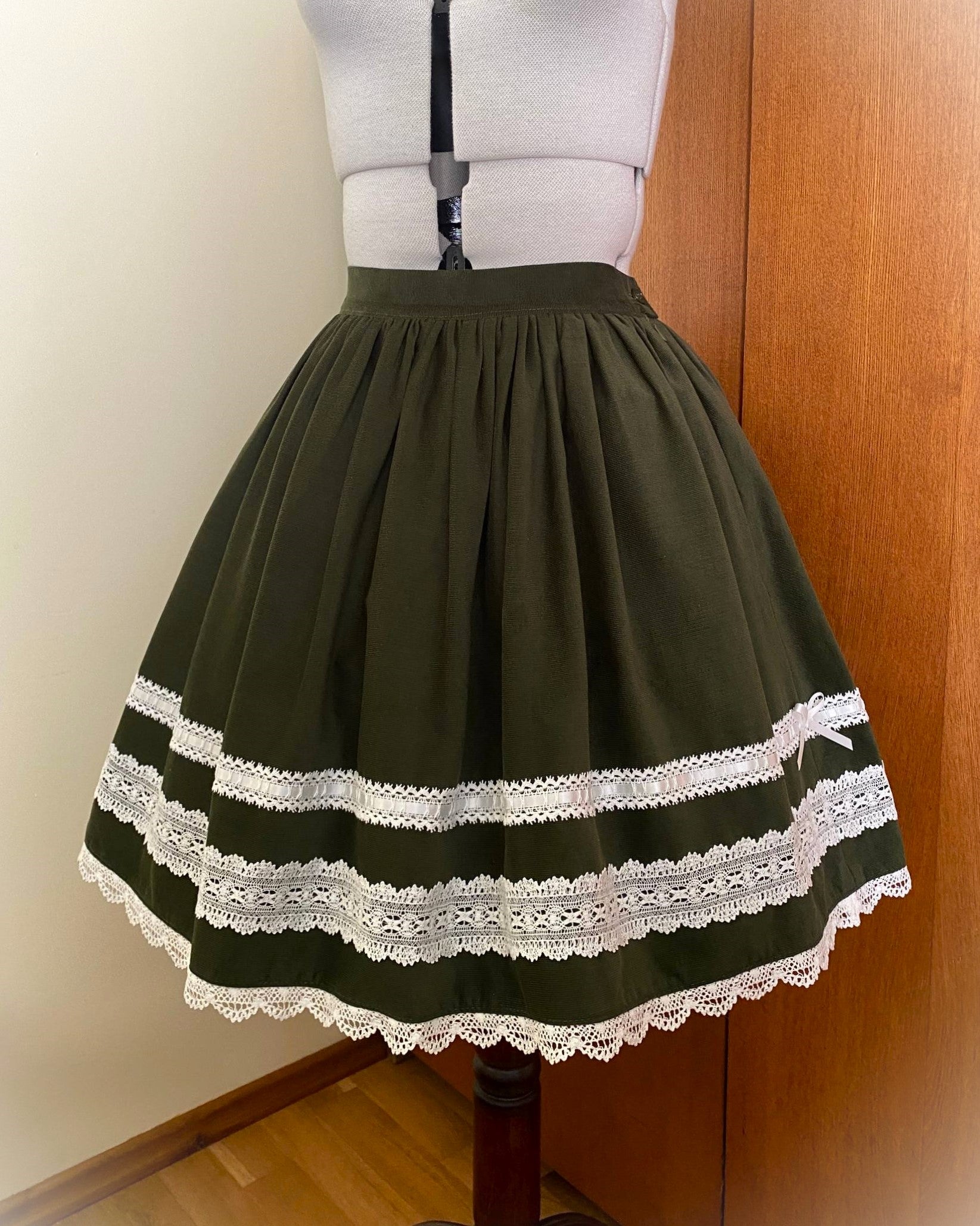 Green corduroy skirts