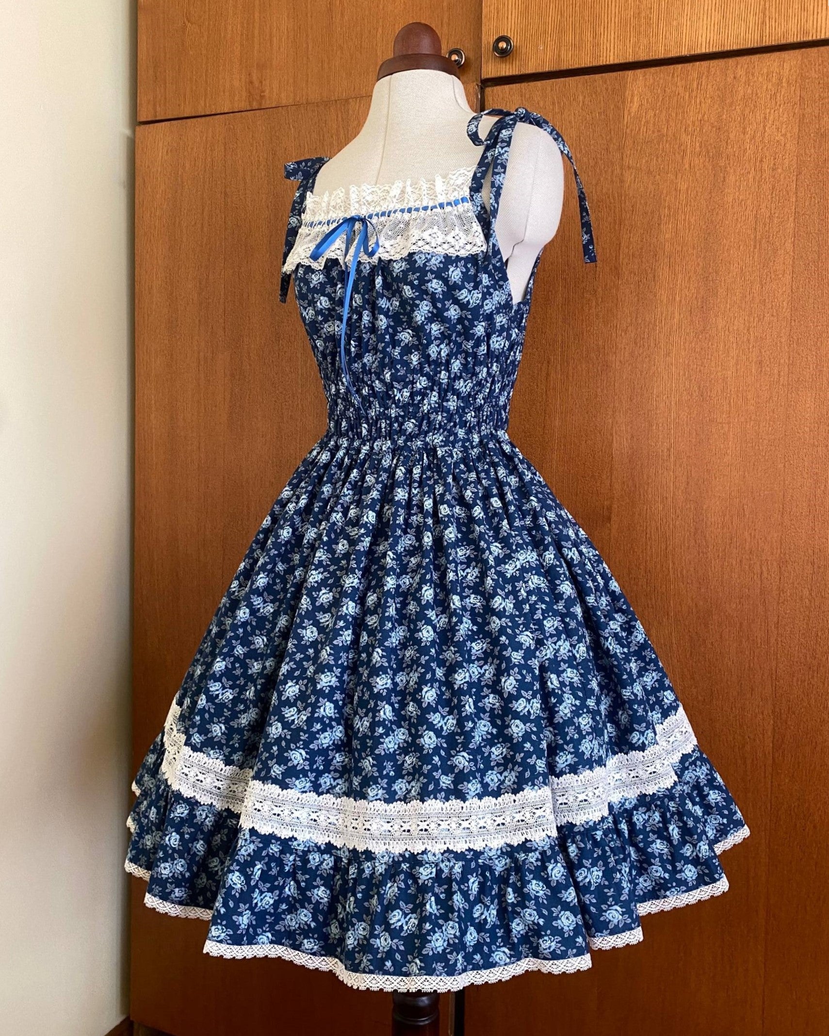 Blue rose shirring JSK