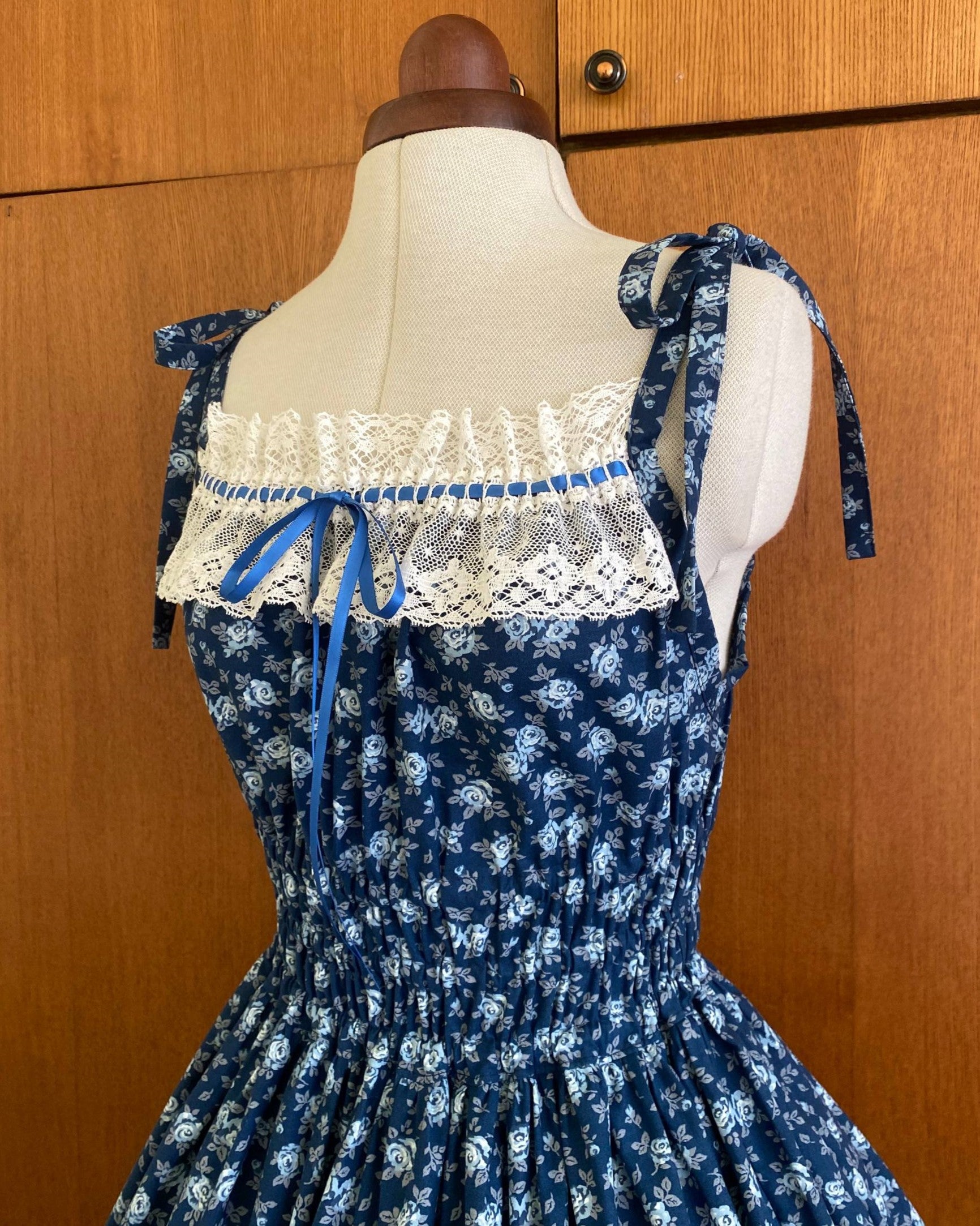 Blue rose shirring JSK