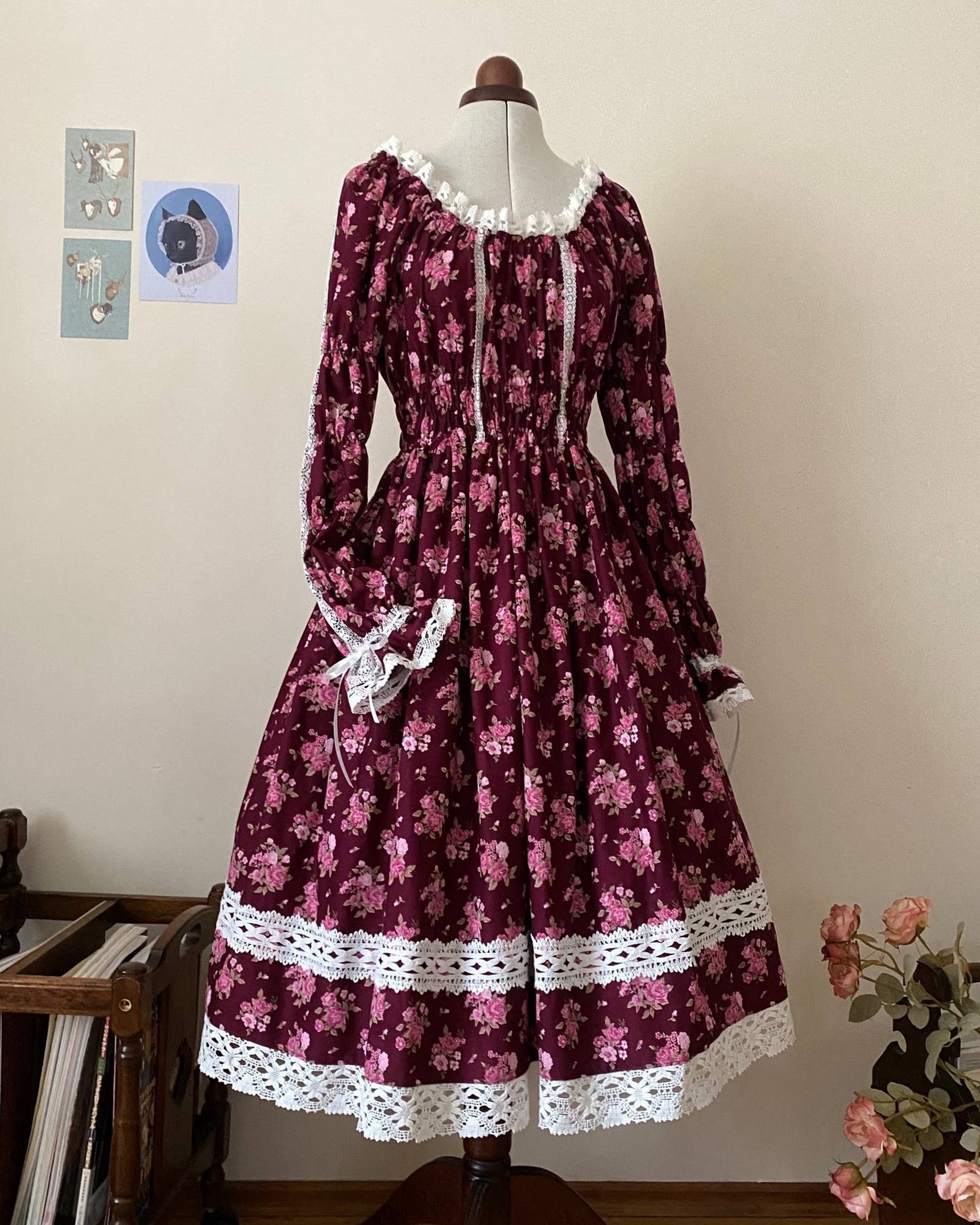 Long bouquet shirring OP