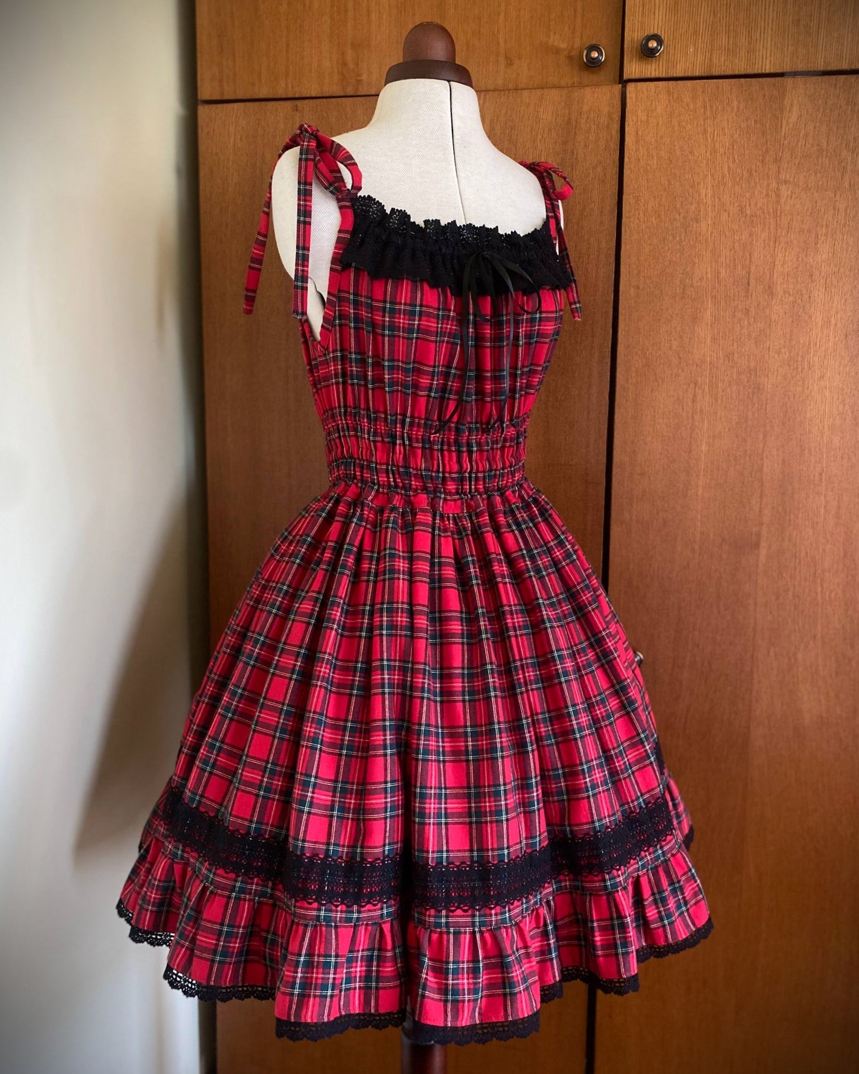 Tartan shirring JSK