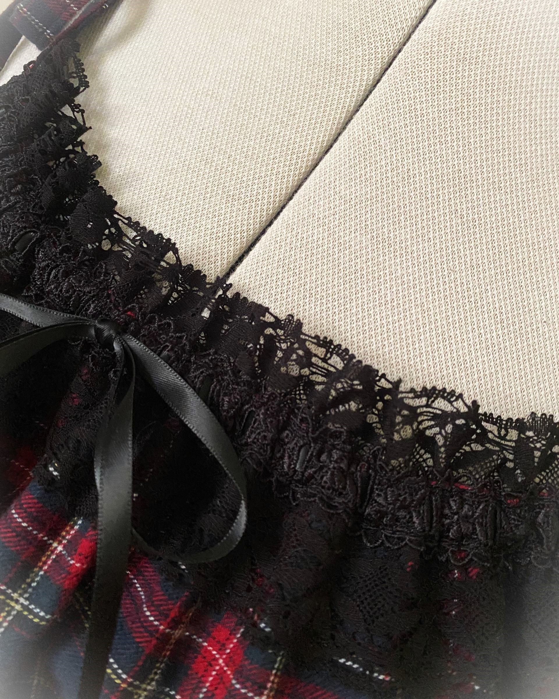 Navy tartan shirring camisole