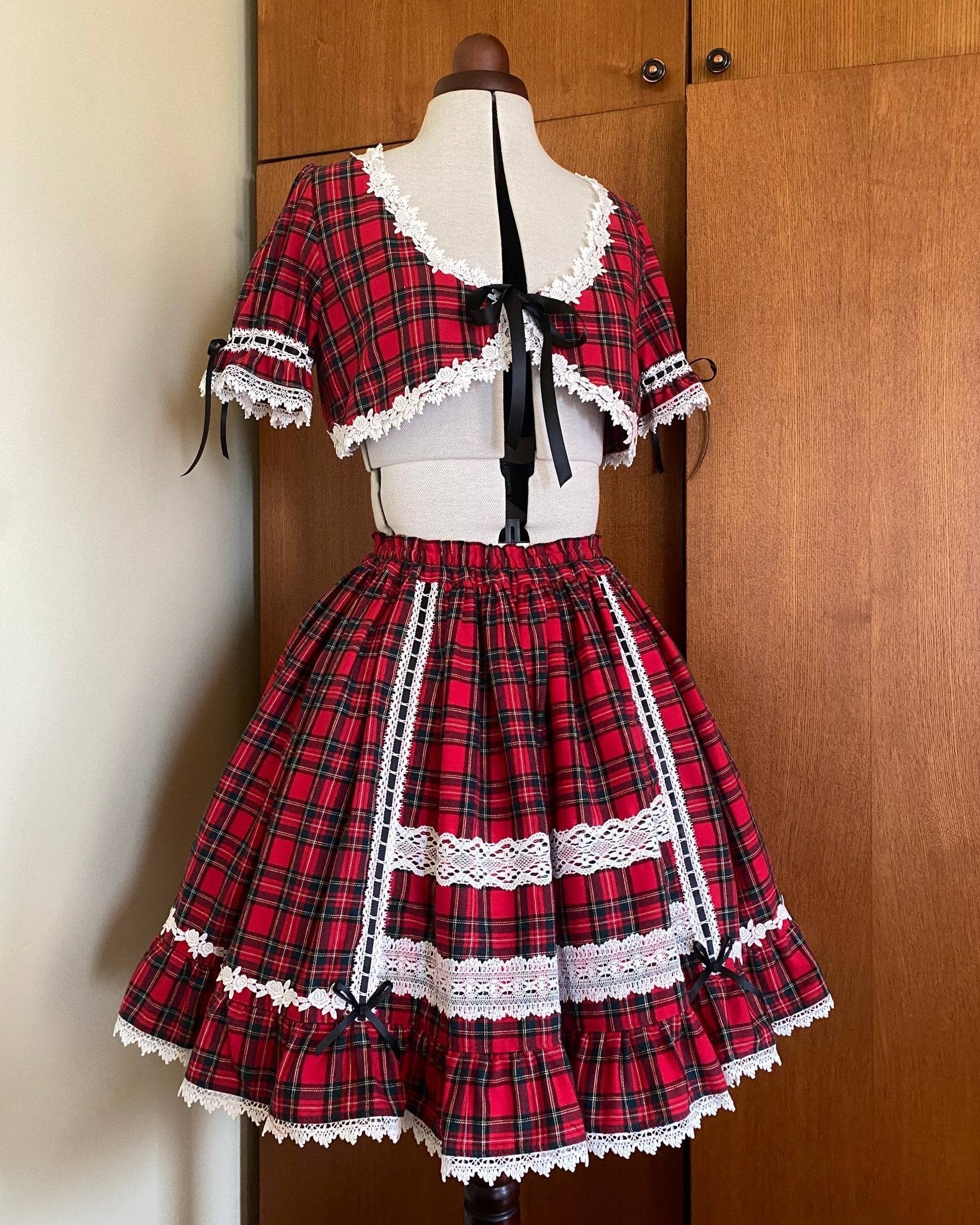Red Tartan Bolero & Skirt sets