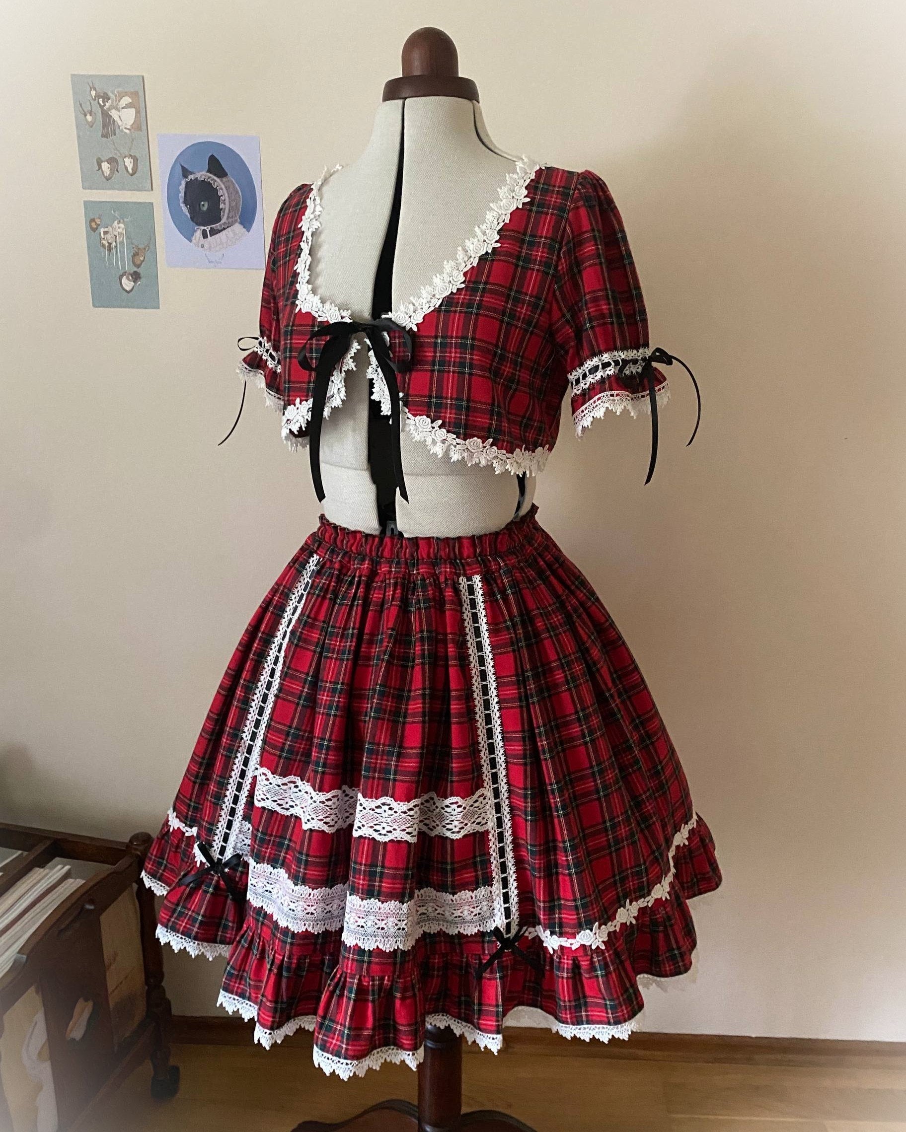 Red Tartan Bolero & Skirt sets
