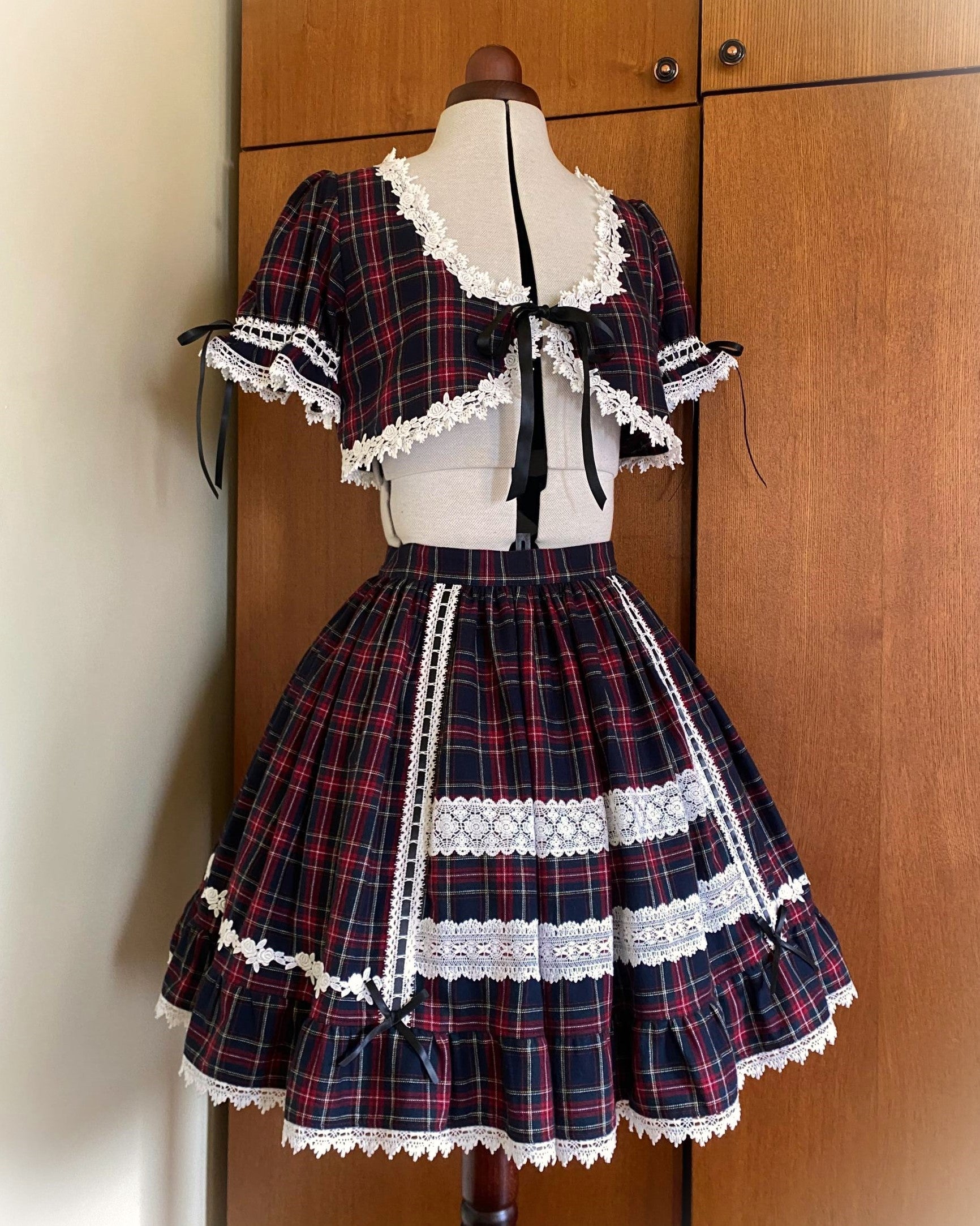 Blue Tartan Bolero & Skirt sets