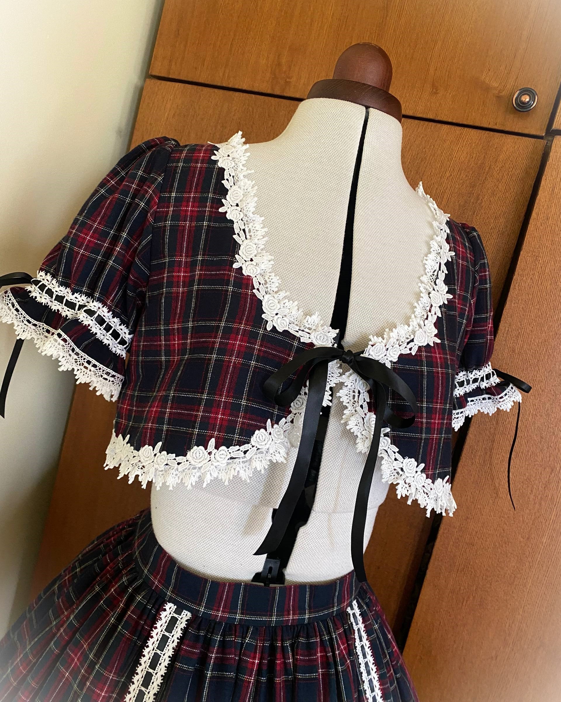 Blue Tartan Bolero & Skirt sets