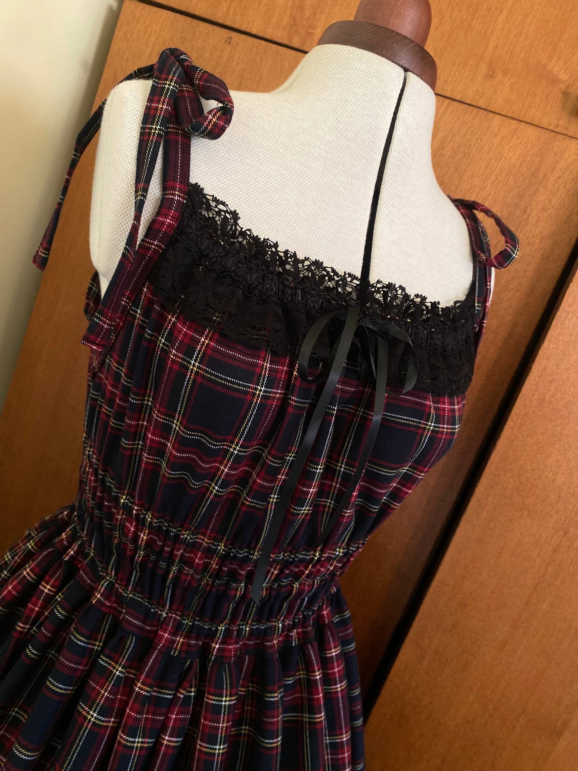 Tartan shirring JSK