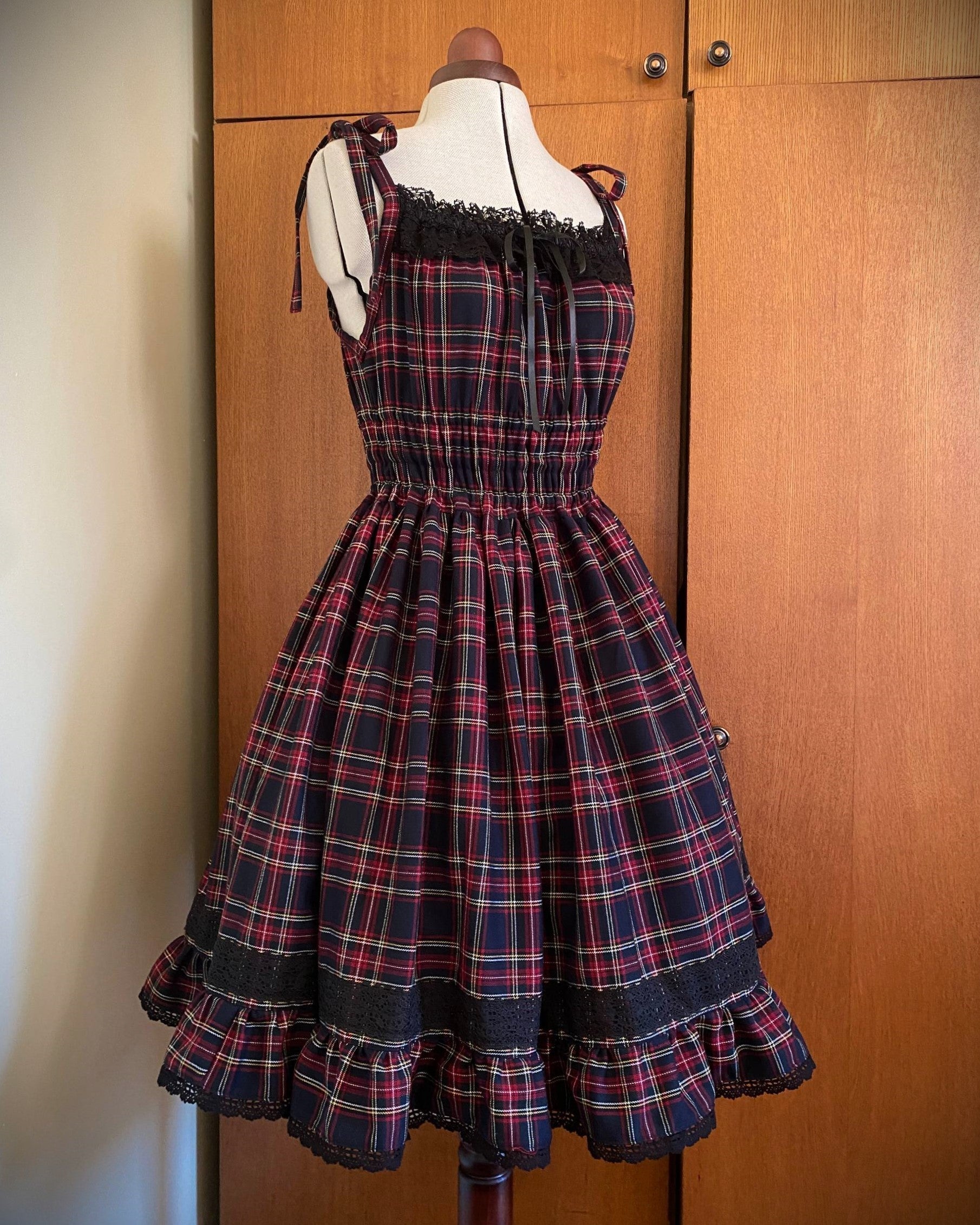Tartan shirring JSK